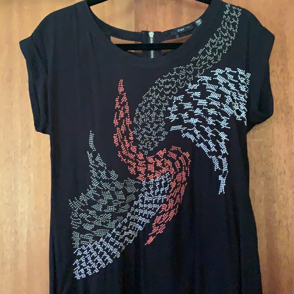 Embroidered goth tunic with cutout back zipper detail